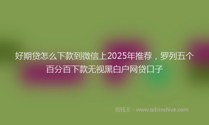好期贷怎么下款到微信上2025年推荐，罗列五个百分百下款无视黑白户网贷口子