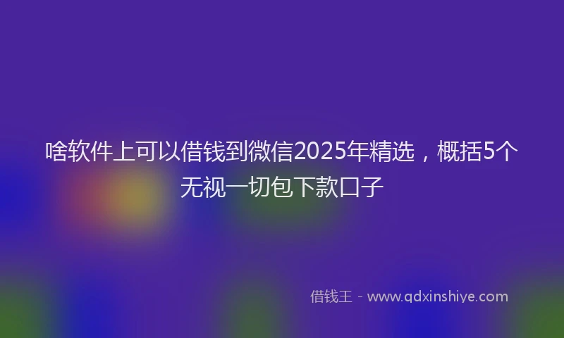 啥软件上可以借钱到微信2025年精选，概括5个无视一切包下款口子