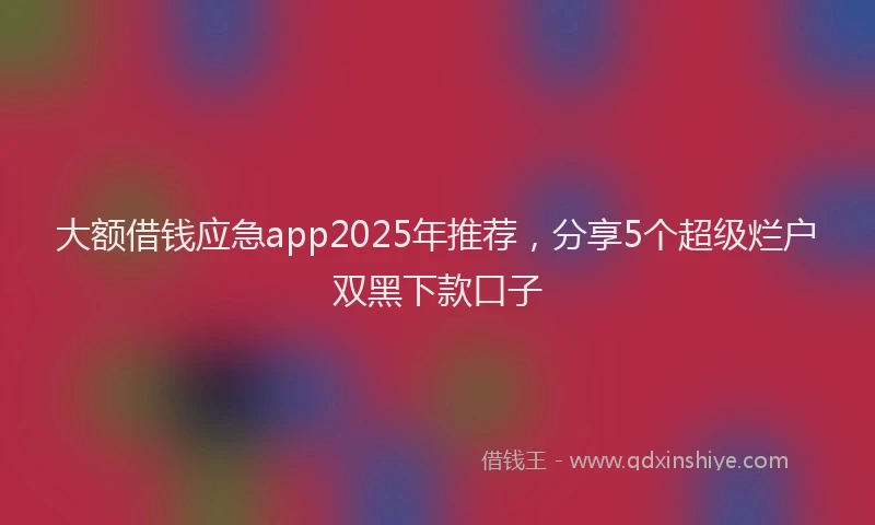 大额借钱应急app2025年推荐，分享5个超级烂户双黑下款口子
