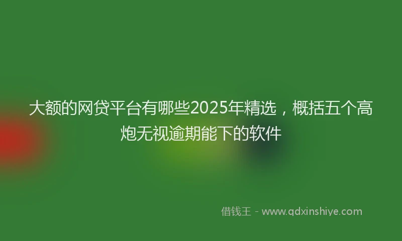 大额的网贷平台有哪些2025年精选，概括五个高炮无视逾期能下的软件