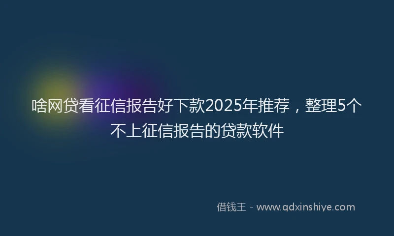 啥网贷看征信报告好下款2025年推荐，整理5个不上征信报告的贷款软件