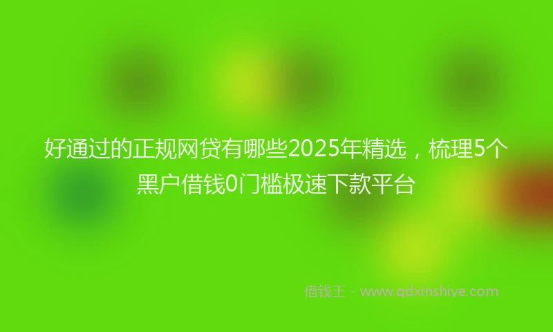 好通过的正规网贷有哪些2025年精选，梳理5个黑户借钱0门槛极速下款平台