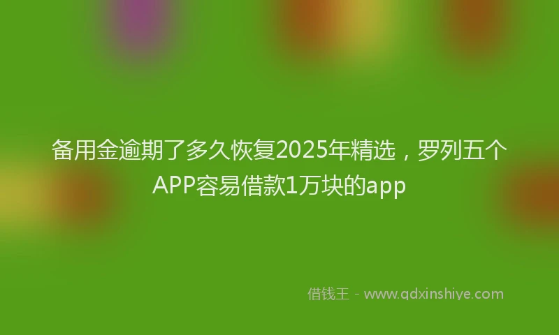 备用金逾期了多久恢复2025年精选，罗列五个APP容易借款1万块的app