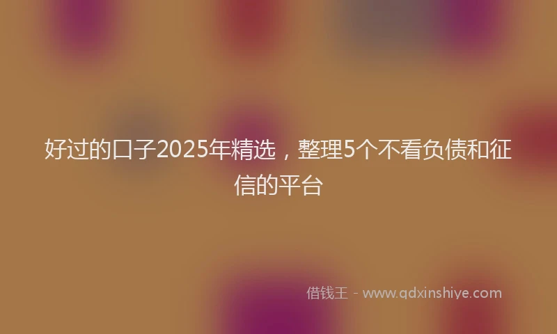 好过的口子2025年精选，整理5个不看负债和征信的平台