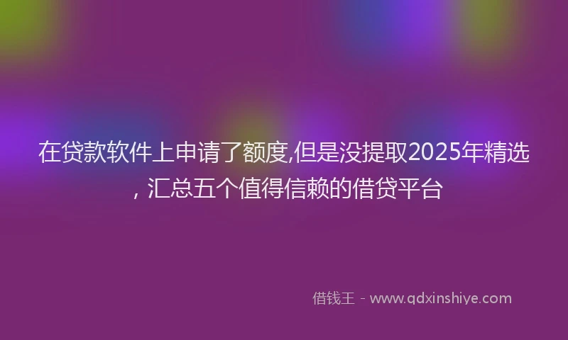 在贷款软件上申请了额度,但是没提取2025年精选，汇总五个值得信赖的借贷平台