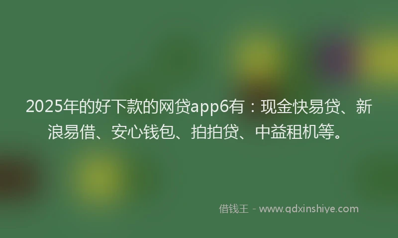 2025年的好下款的网贷app6有：现金快易贷、新浪易借、安心钱包、拍拍贷、中益租机等。