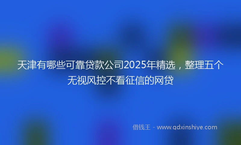 天津有哪些可靠贷款公司2025年精选，整理五个无视风控不看征信的网贷