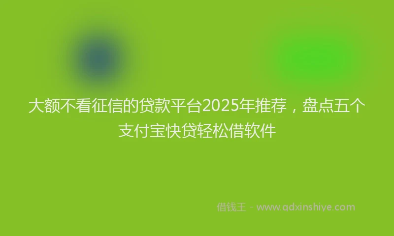 大额不看征信的贷款平台2025年推荐，盘点五个支付宝快贷轻松借软件
