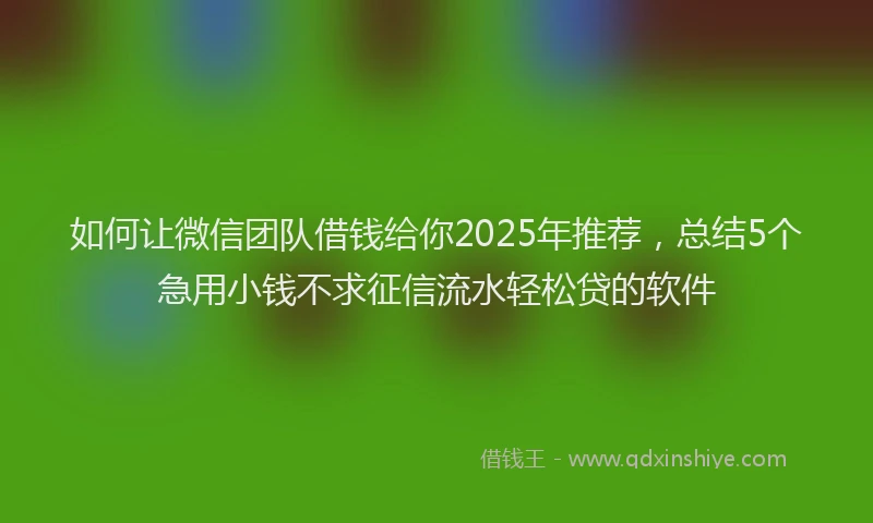 如何让微信团队借钱给你2025年推荐，总结5个急用小钱不求征信流水轻松贷的软件