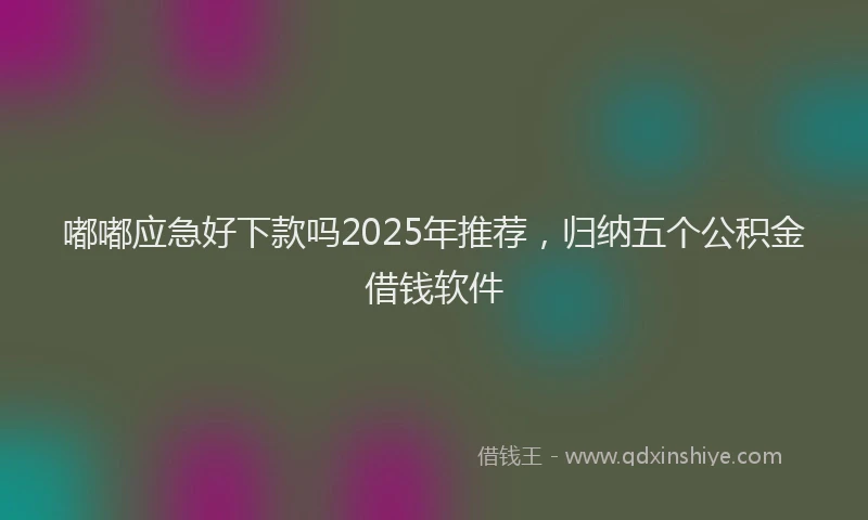 嘟嘟应急好下款吗2025年推荐，归纳五个公积金借钱软件