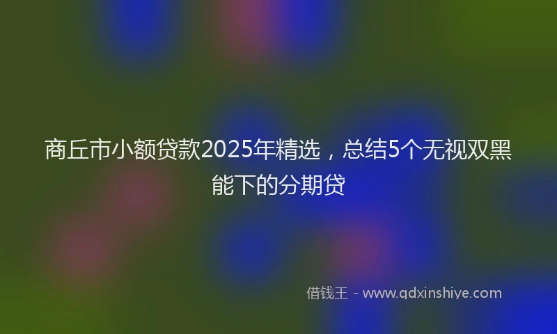 商丘市小额贷款2025年精选，总结5个无视双黑能下的分期贷