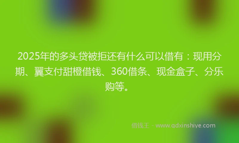 2025年的多头贷被拒还有什么可以借有：现用分期、翼支付甜橙借钱、360借条、现金盒子、分乐购等。