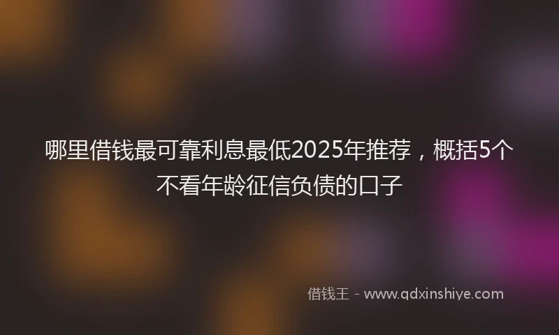 哪里借钱最可靠利息最低2025年推荐，概括5个不看年龄征信负债的口子