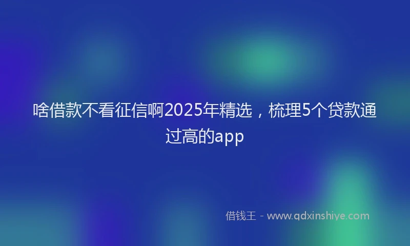 啥借款不看征信啊2025年精选，梳理5个贷款通过高的app