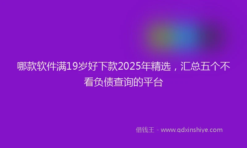 哪款软件满19岁好下款2025年精选，汇总五个不看负债查询的平台