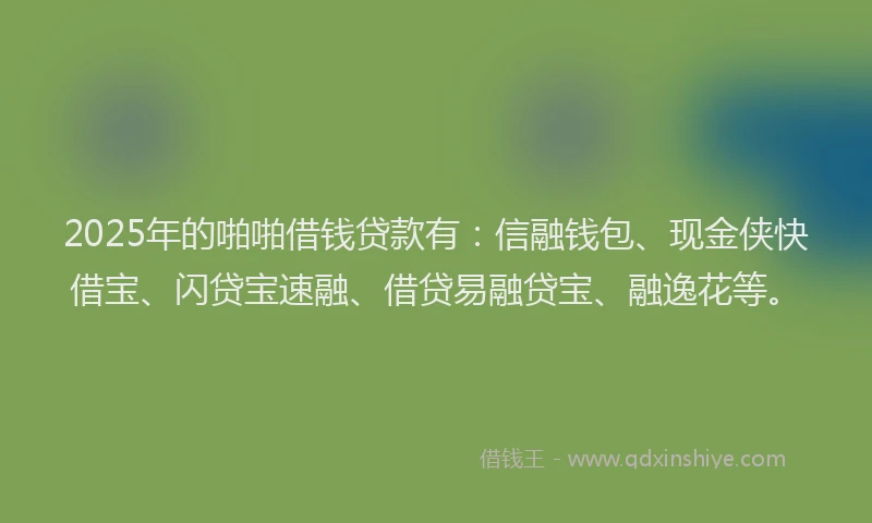 2025年的啪啪借钱贷款有：信融钱包、现金侠快借宝、闪贷宝速融、借贷易融贷宝、融逸花等。