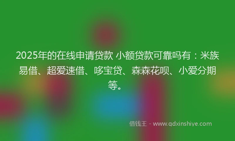 2025年的在线申请贷款 小额贷款可靠吗有：米族易借、超爱速借、哆宝贷、森森花呗、小爱分期等。