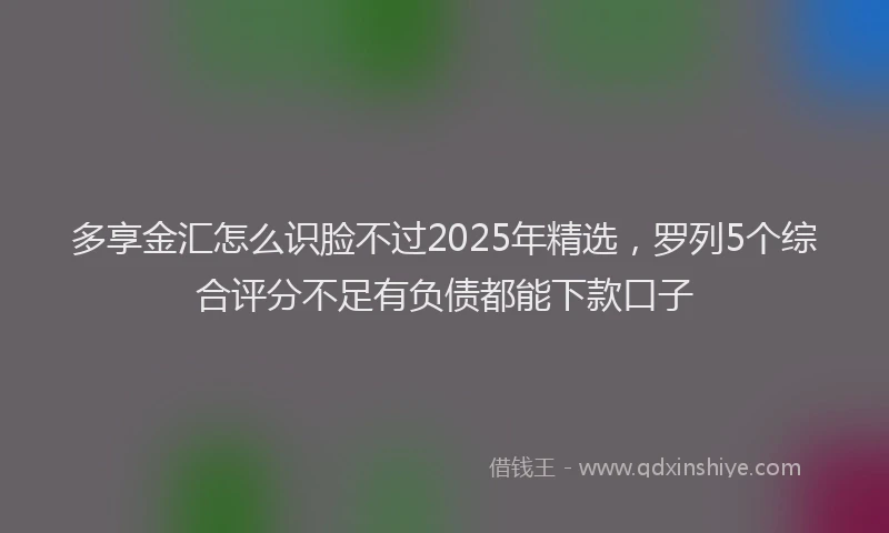 多享金汇怎么识脸不过2025年精选，罗列5个综合评分不足有负债都能下款口子