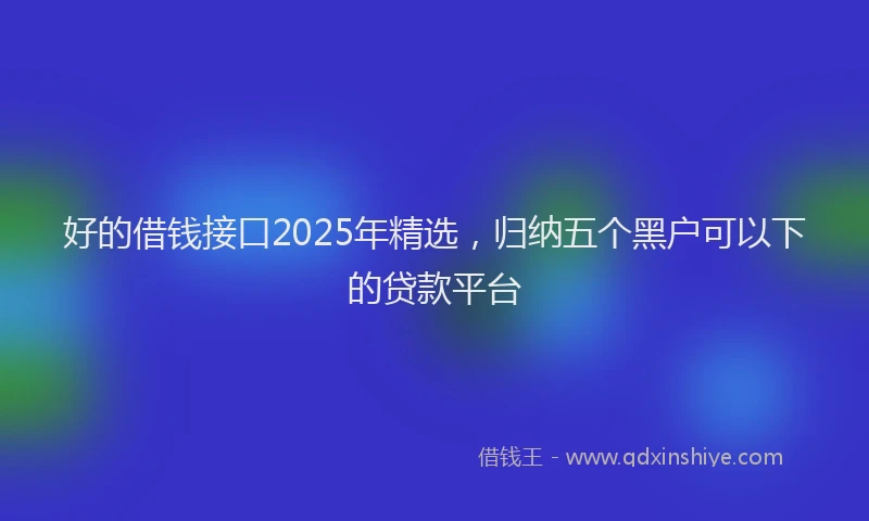 好的借钱接口2025年精选，归纳五个黑户可以下的贷款平台