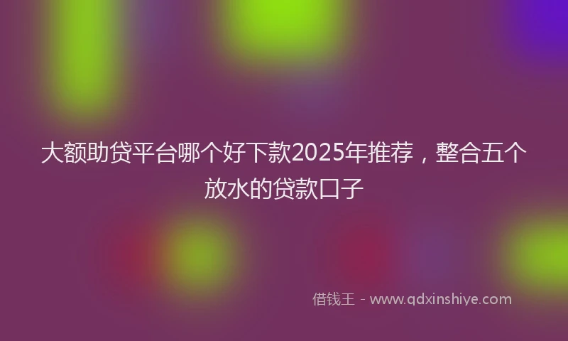 大额助贷平台哪个好下款2025年推荐，整合五个放水的贷款口子