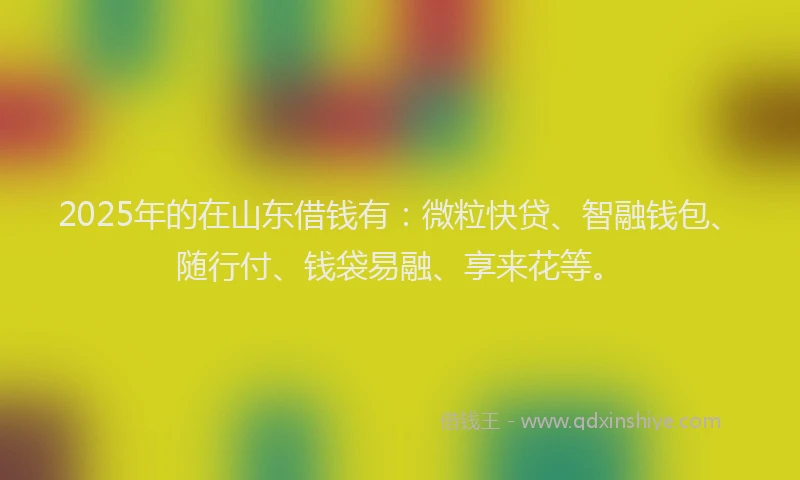 2025年的在山东借钱有：微粒快贷、智融钱包、随行付、钱袋易融、享来花等。