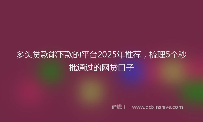 多头贷款能下款的平台2025年推荐，梳理5个秒批通过的网贷口子