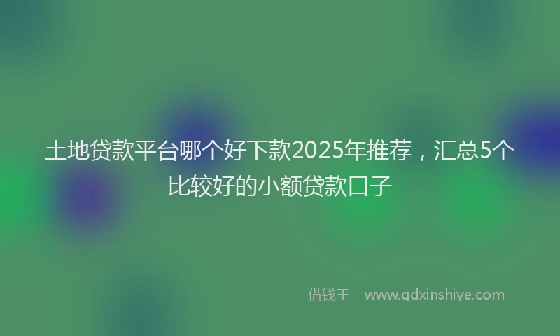 土地贷款平台哪个好下款2025年推荐，汇总5个比较好的小额贷款口子