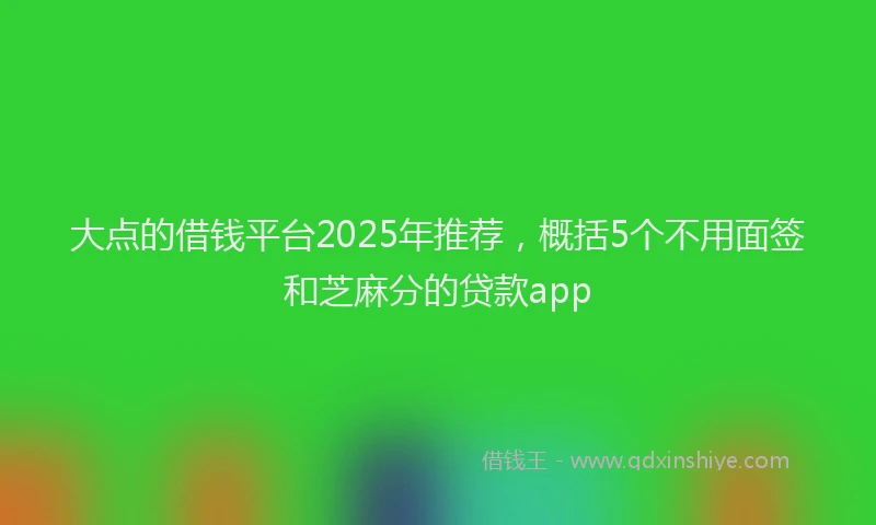 大点的借钱平台2025年推荐，概括5个不用面签和芝麻分的贷款app