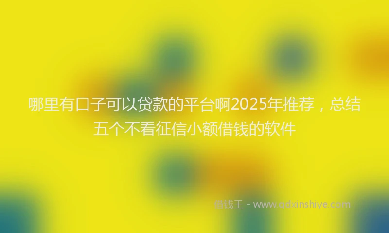 哪里有口子可以贷款的平台啊2025年推荐，总结五个不看征信小额借钱的软件