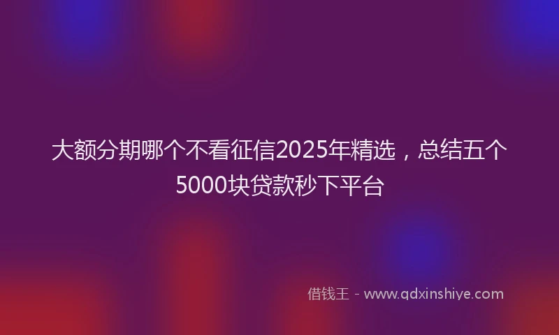 大额分期哪个不看征信2025年精选，总结五个5000块贷款秒下平台