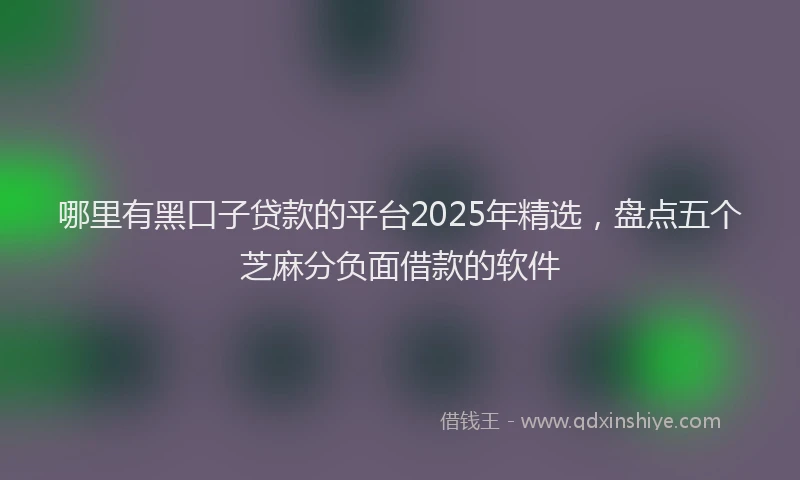 哪里有黑口子贷款的平台2025年精选，盘点五个芝麻分负面借款的软件