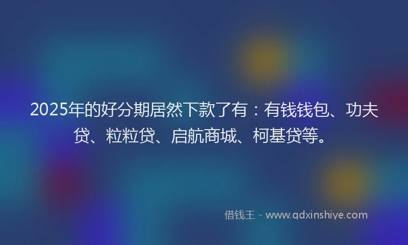 2025年的好分期居然下款了有：有钱钱包、功夫贷、粒粒贷、启航商城、柯基贷等。