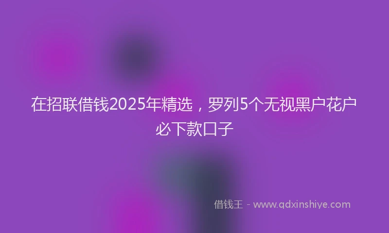 在招联借钱2025年精选，罗列5个无视黑户花户必下款口子