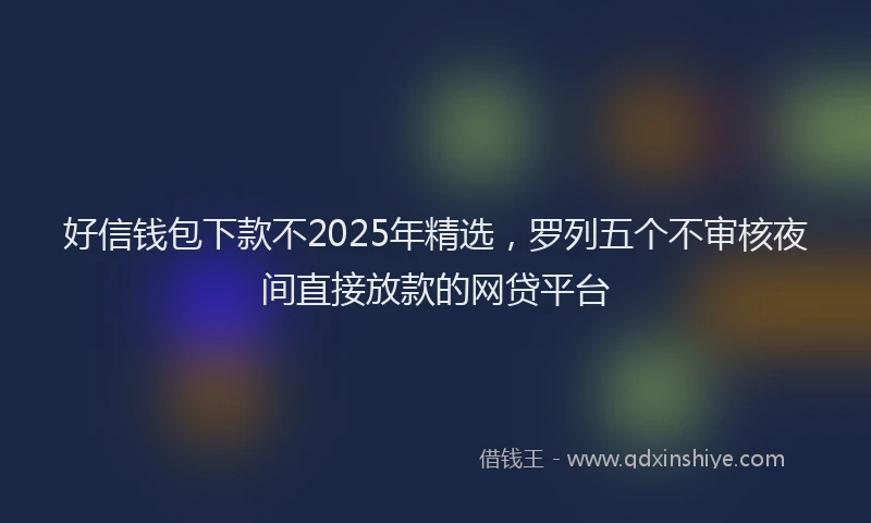 好信钱包下款不2025年精选，罗列五个不审核夜间直接放款的网贷平台
