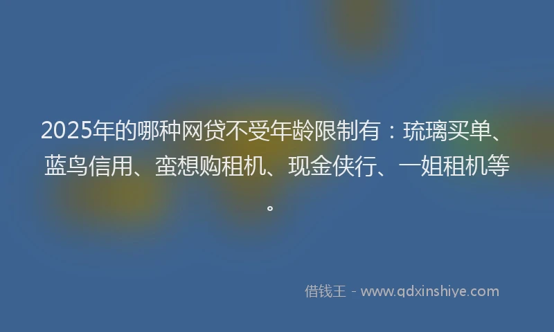 2025年的哪种网贷不受年龄限制有：琉璃买单、蓝鸟信用、蛮想购租机、现金侠行、一姐租机等。