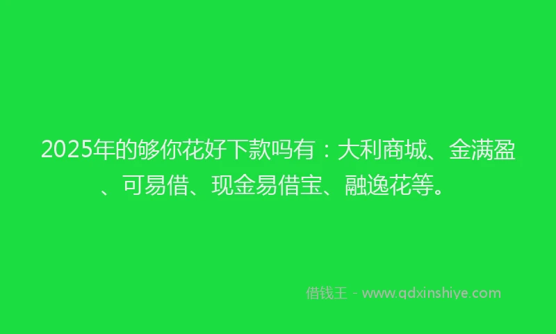 2025年的够你花好下款吗有：大利商城、金满盈、可易借、现金易借宝、融逸花等。