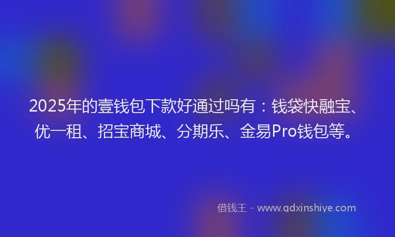 2025年的壹钱包下款好通过吗有：钱袋快融宝、优一租、招宝商城、分期乐、金易Pro钱包等。