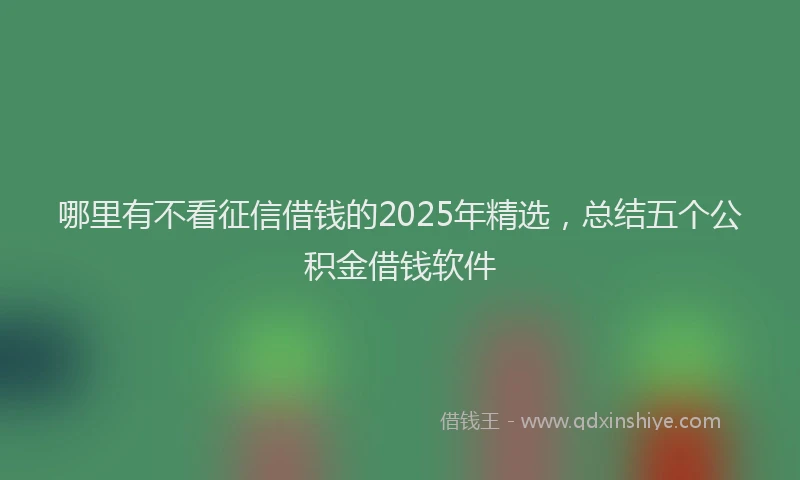 哪里有不看征信借钱的2025年精选，总结五个公积金借钱软件