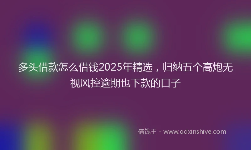 多头借款怎么借钱2025年精选，归纳五个高炮无视风控逾期也下款的口子