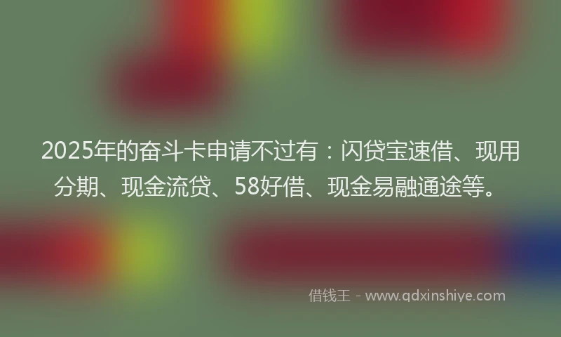 2025年的奋斗卡申请不过有：闪贷宝速借、现用分期、现金流贷、58好借、现金易融通途等。