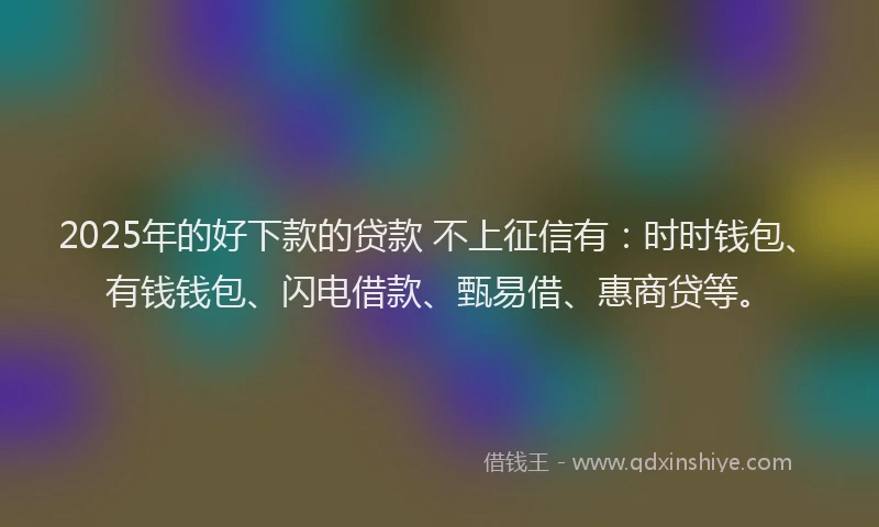 2025年的好下款的贷款 不上征信有：时时钱包、有钱钱包、闪电借款、甄易借、惠商贷等。