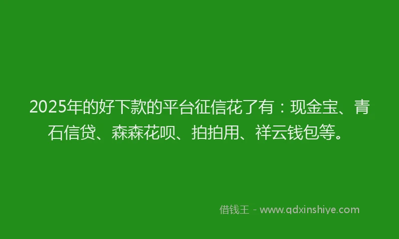 2025年的好下款的平台征信花了有：现金宝、青石信贷、森森花呗、拍拍用、祥云钱包等。