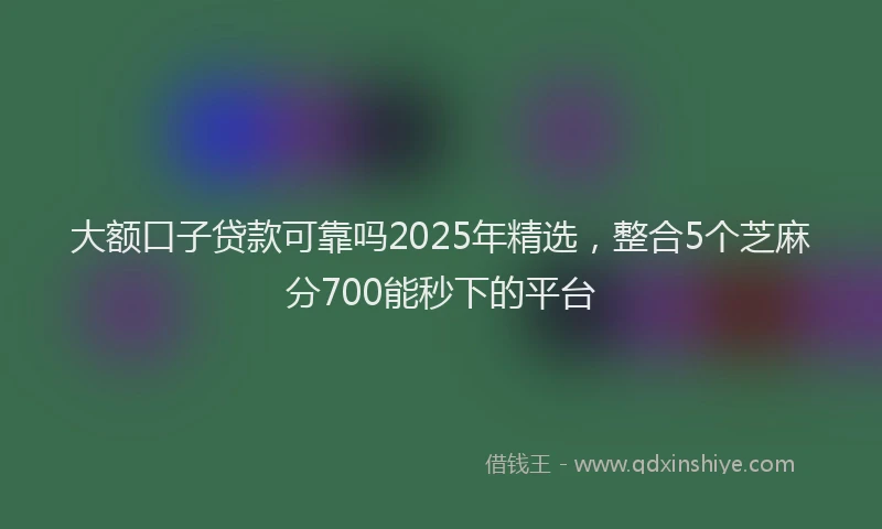 大额口子贷款可靠吗2025年精选，整合5个芝麻分700能秒下的平台