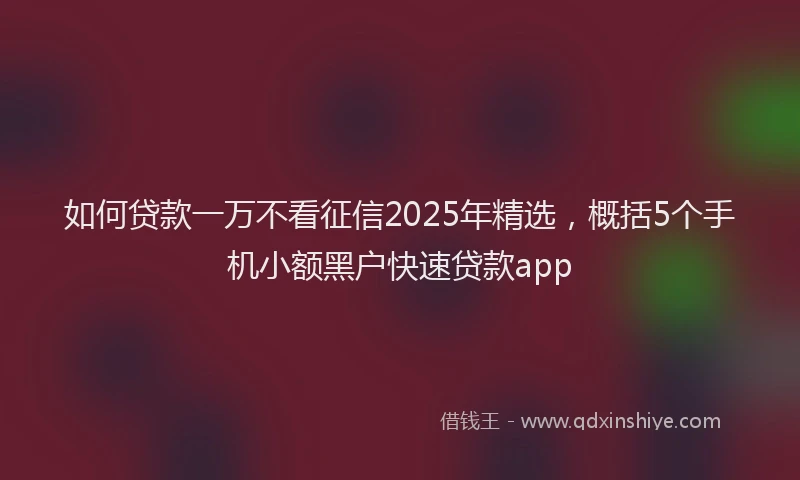 如何贷款一万不看征信2025年精选，概括5个手机小额黑户快速贷款app