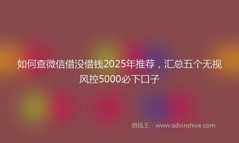 如何查微信借没借钱2025年推荐，汇总五个无视风控5000必下口子