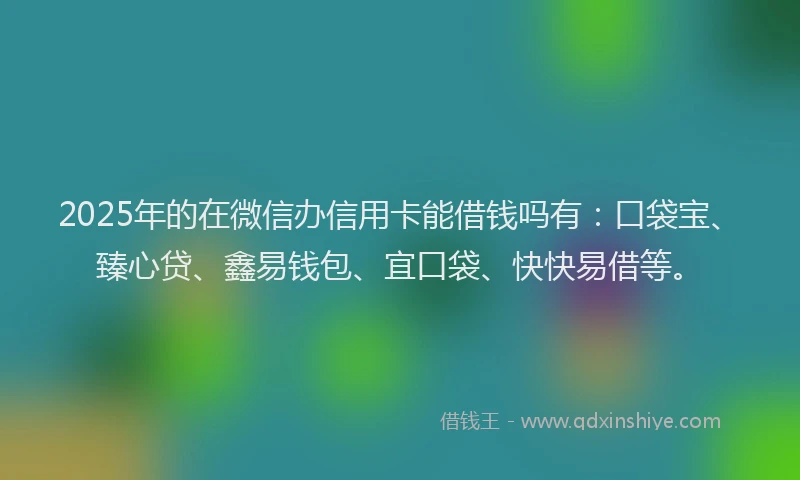 2025年的在微信办信用卡能借钱吗有：口袋宝、臻心贷、鑫易钱包、宜口袋、快快易借等。