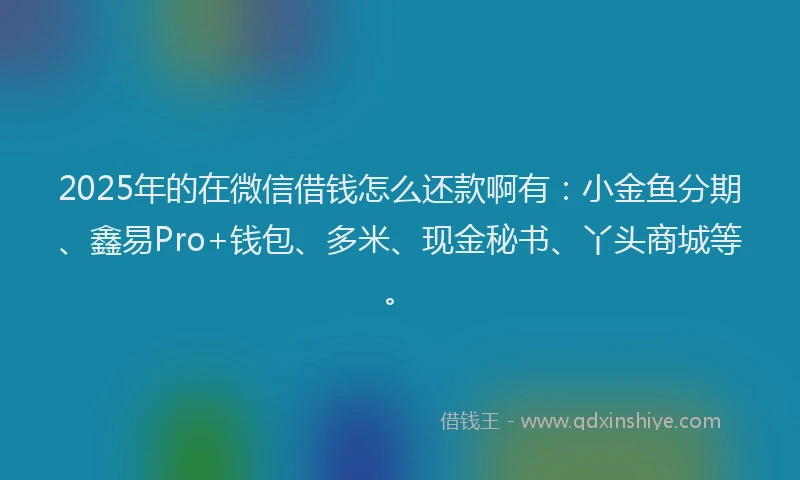 2025年的在微信借钱怎么还款啊有：小金鱼分期、鑫易Pro+钱包、多米、现金秘书、丫头商城等。