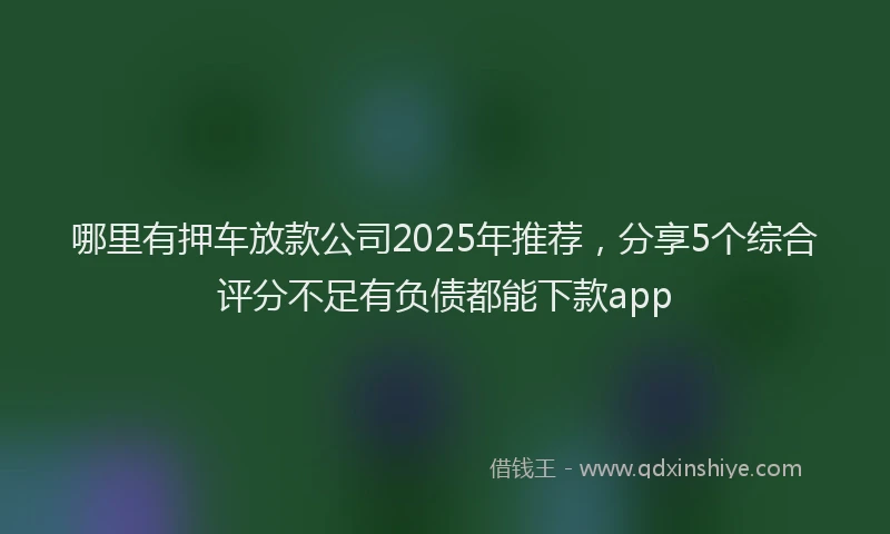 哪里有押车放款公司2025年推荐，分享5个综合评分不足有负债都能下款app