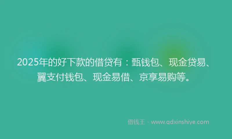 2025年的好下款的借贷有：甄钱包、现金贷易、翼支付钱包、现金易借、京享易购等。