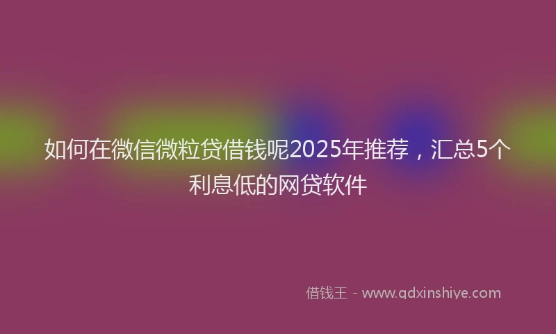 如何在微信微粒贷借钱呢2025年推荐，汇总5个利息低的网贷软件